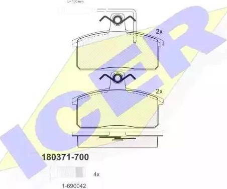 Icer 180371 - Тормозные колодки, дисковые, комплект autospares.lv