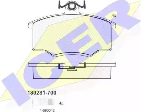 Icer 180281 - Тормозные колодки, дисковые, комплект autospares.lv