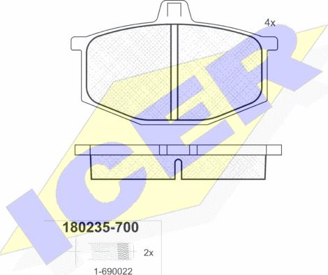 Icer 180235-700 - Тормозные колодки, дисковые, комплект autospares.lv