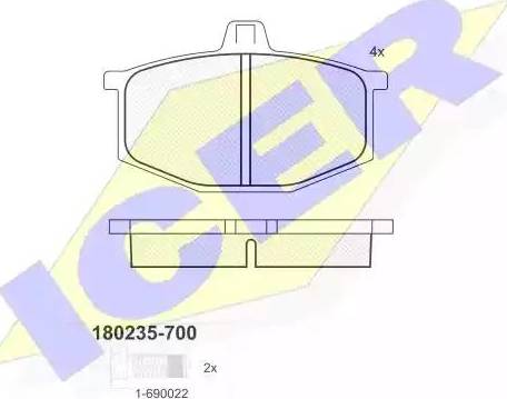 Icer 180235 - Тормозные колодки, дисковые, комплект autospares.lv