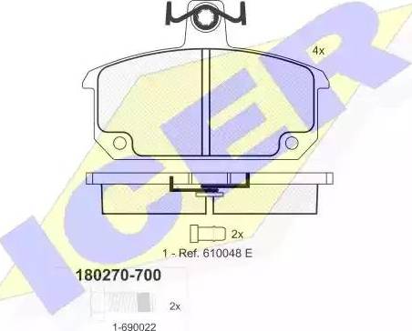 Icer 180270 - Тормозные колодки, дисковые, комплект autospares.lv