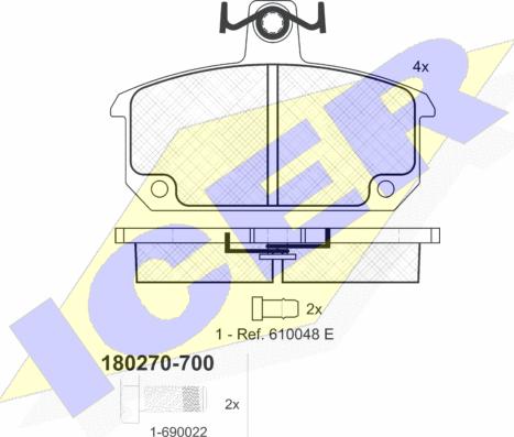 Icer 180270-700 - Тормозные колодки, дисковые, комплект autospares.lv