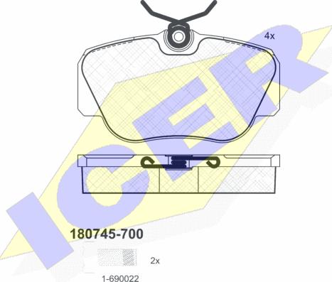 Icer 180745-700 - Тормозные колодки, дисковые, комплект autospares.lv