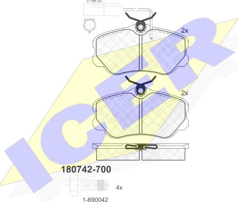 Icer 180742-700 - Тормозные колодки, дисковые, комплект autospares.lv