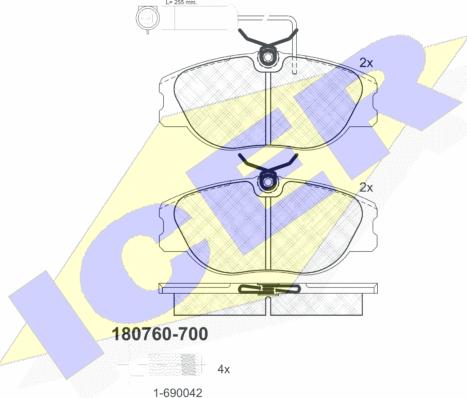 Icer 180760-700 - Тормозные колодки, дисковые, комплект autospares.lv