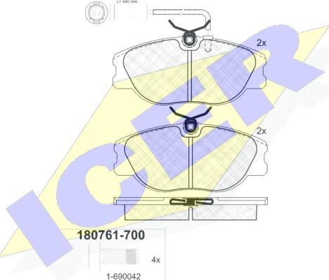 Icer 180761-700 - Тормозные колодки, дисковые, комплект autospares.lv