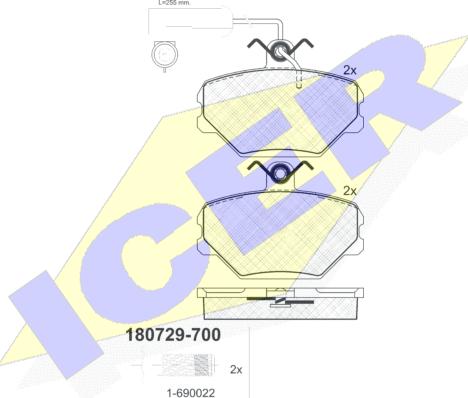 Icer 180729-700 - Тормозные колодки, дисковые, комплект autospares.lv