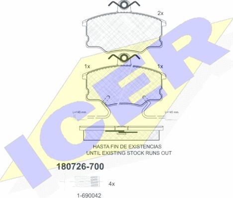 Icer 180726-700 - Тормозные колодки, дисковые, комплект autospares.lv