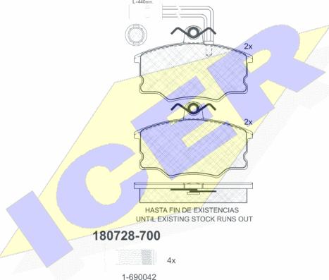 Icer 180728-700 - Тормозные колодки, дисковые, комплект autospares.lv