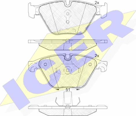 Icer 181998 - Тормозные колодки, дисковые, комплект autospares.lv