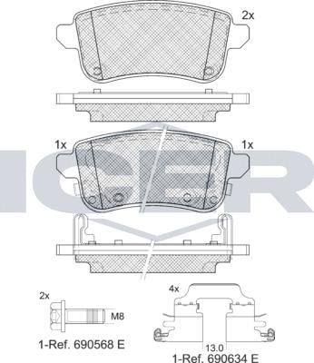 Icer 181904-208 - Тормозные колодки, дисковые, комплект autospares.lv