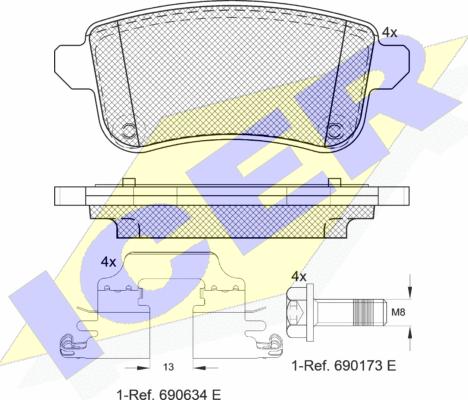 Icer 181904203 - Тормозные колодки, дисковые, комплект autospares.lv