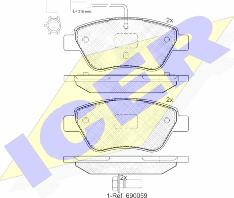 Icer 181444-203 - Тормозные колодки, дисковые, комплект autospares.lv