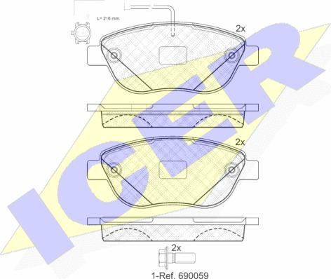 Icer 181440-203 - Тормозные колодки, дисковые, комплект autospares.lv