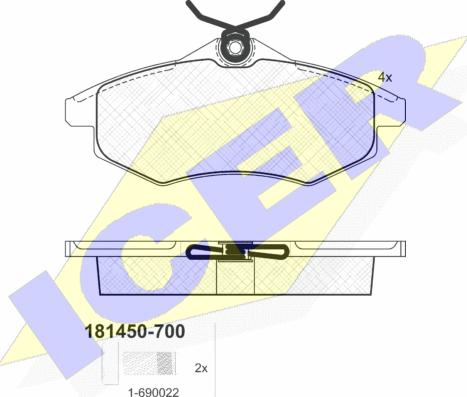 Icer 181450-700 - Тормозные колодки, дисковые, комплект autospares.lv