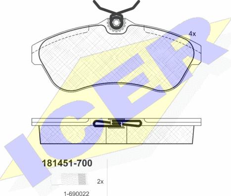 Icer 181451-700 - Тормозные колодки, дисковые, комплект autospares.lv