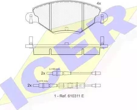 Icer 181419 - Тормозные колодки, дисковые, комплект autospares.lv