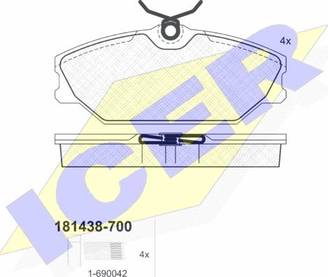 Icer 181438-700 - Тормозные колодки, дисковые, комплект autospares.lv