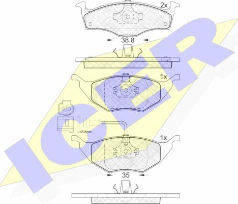 Icer 181594 - Тормозные колодки, дисковые, комплект autospares.lv