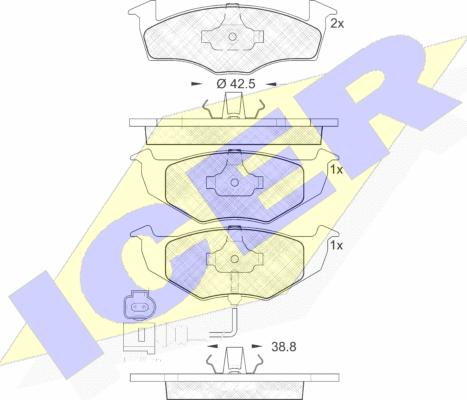 Icer 181590 - Тормозные колодки, дисковые, комплект autospares.lv