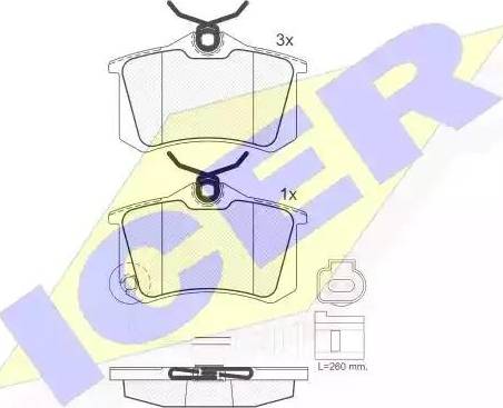 Icer 181593 - Тормозные колодки, дисковые, комплект autospares.lv