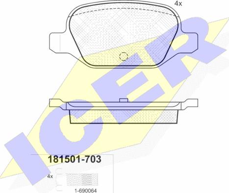 Icer 181501-703 - Тормозные колодки, дисковые, комплект autospares.lv