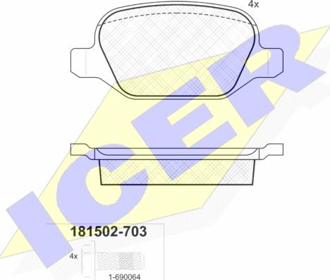 Icer 181502-703 - Тормозные колодки, дисковые, комплект autospares.lv