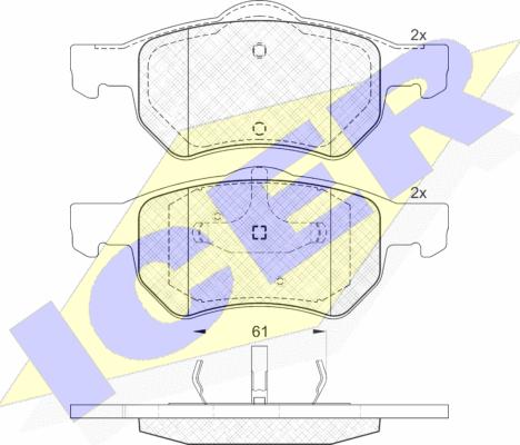 Icer 181586 - Тормозные колодки, дисковые, комплект autospares.lv