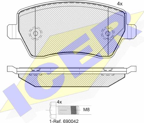 Icer 181534-700 - Тормозные колодки, дисковые, комплект autospares.lv