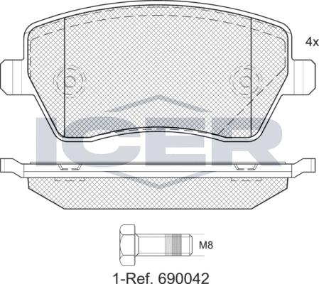 Icer 181534e1 - Тормозные колодки, дисковые, комплект autospares.lv