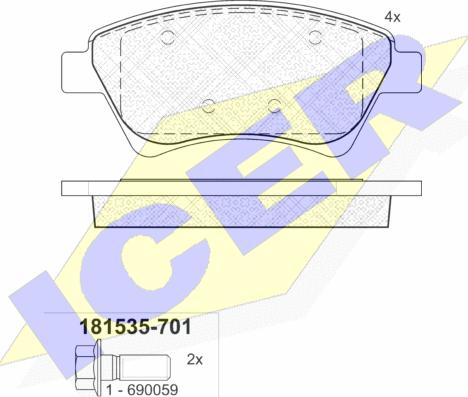 Icer 181535-701 - Тормозные колодки, дисковые, комплект autospares.lv