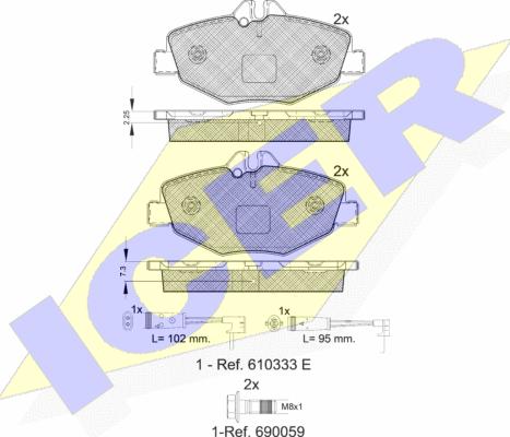 Icer 181527-701 - Тормозные колодки, дисковые, комплект autospares.lv