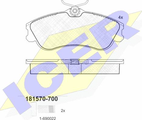 Icer 181570-700 - Тормозные колодки, дисковые, комплект autospares.lv