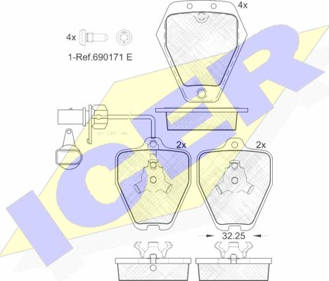 Icer 181694 - Тормозные колодки, дисковые, комплект autospares.lv