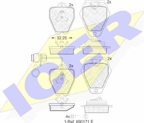 Icer 181691 - Тормозные колодки, дисковые, комплект autospares.lv