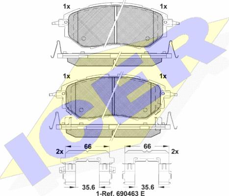 Icer 181697-066 - Тормозные колодки, дисковые, комплект autospares.lv