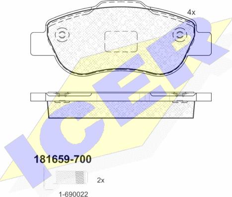 Icer 181659-700 - Тормозные колодки, дисковые, комплект autospares.lv