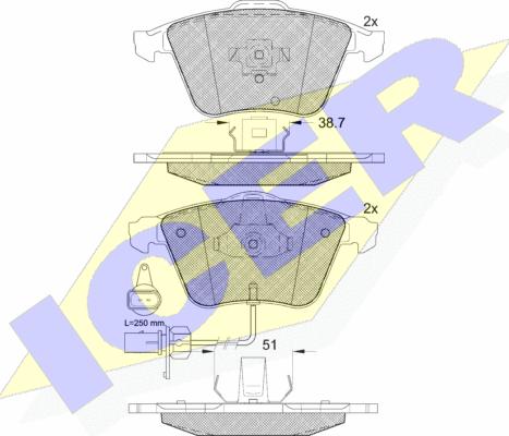 Icer 181654 - Тормозные колодки, дисковые, комплект autospares.lv