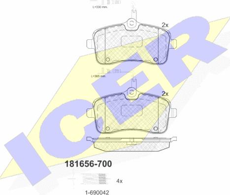 Icer 181656-700 - Тормозные колодки, дисковые, комплект autospares.lv