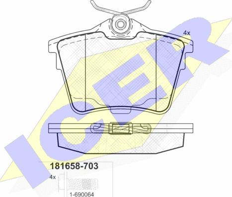 Icer 181658-703 - Тормозные колодки, дисковые, комплект autospares.lv