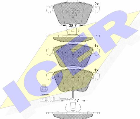 Icer 181653 - Тормозные колодки, дисковые, комплект autospares.lv