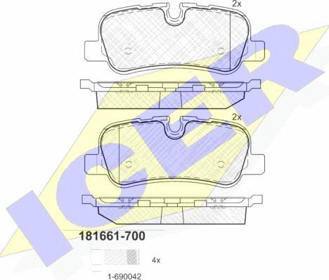 Icer 181661-700 - Тормозные колодки, дисковые, комплект autospares.lv