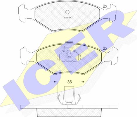 Icer 181604 - Тормозные колодки, дисковые, комплект autospares.lv