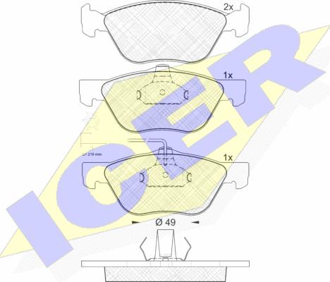 Icer 181601 - Тормозные колодки, дисковые, комплект autospares.lv