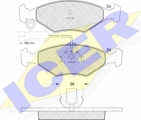 Icer 181603 - Тормозные колодки, дисковые, комплект autospares.lv