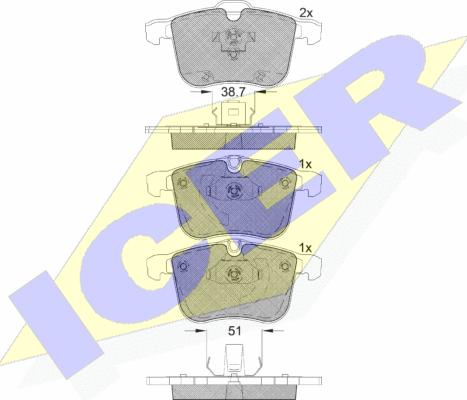 Icer 181681 - Тормозные колодки, дисковые, комплект autospares.lv