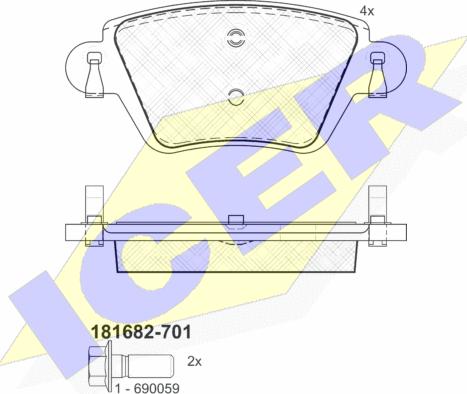 Icer 181682-701 - Тормозные колодки, дисковые, комплект autospares.lv