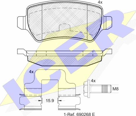 Icer 181622-204 - Тормозные колодки, дисковые, комплект autospares.lv