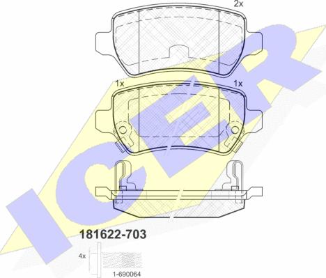 Icer 181622-703 - Тормозные колодки, дисковые, комплект autospares.lv