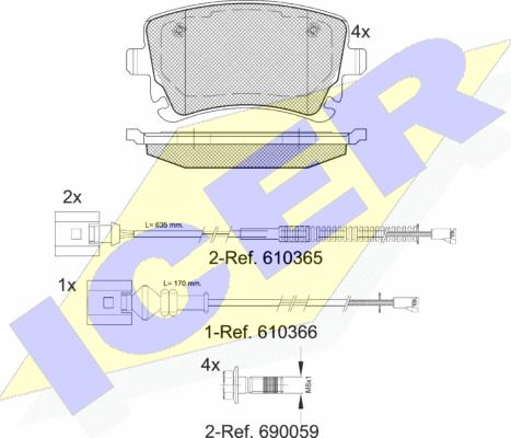 Icer 181674-208 - Тормозные колодки, дисковые, комплект autospares.lv